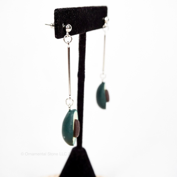 Avocado Halves 925 Silver Long Earrings #49 - Picture 3 of 5